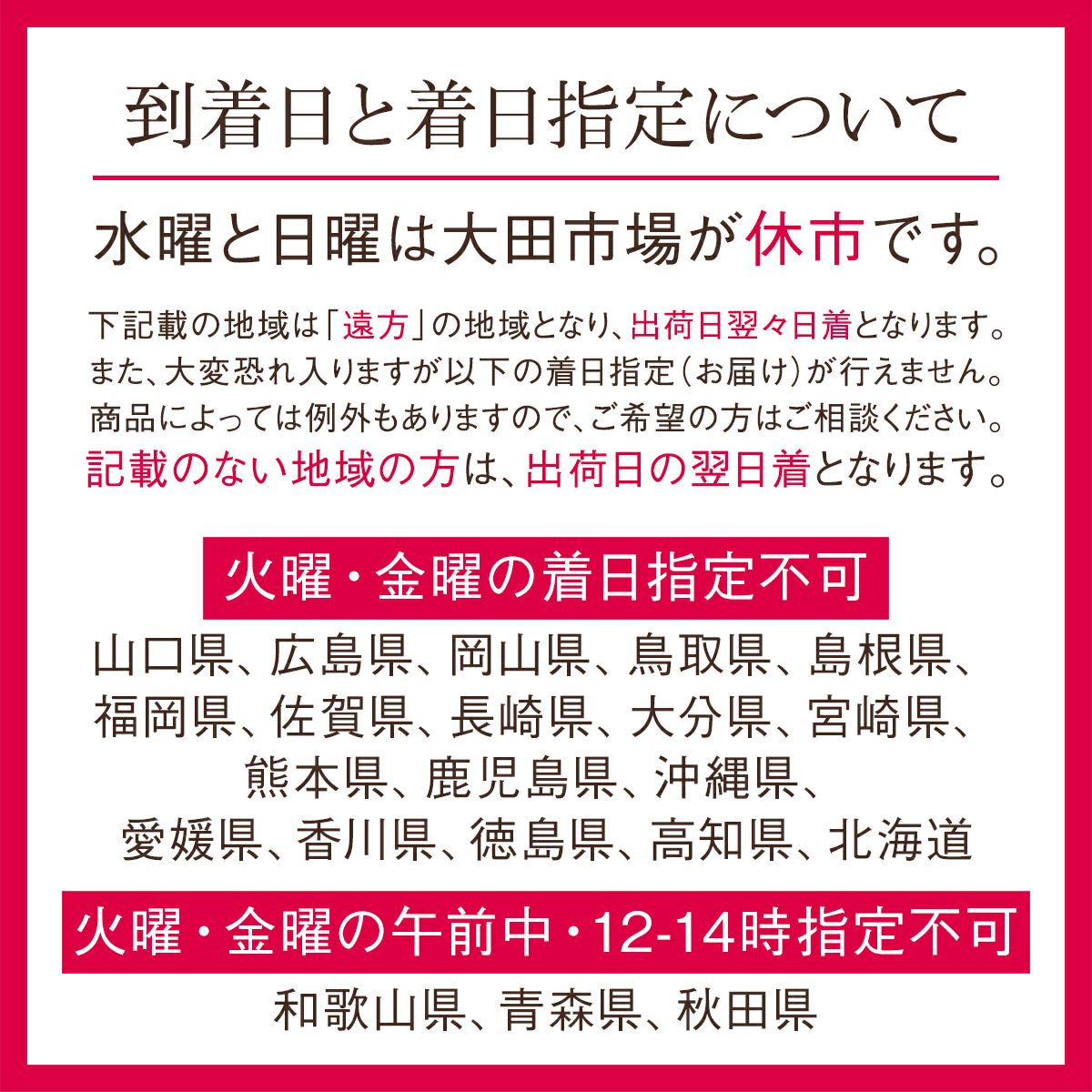 到着日と着日指定について