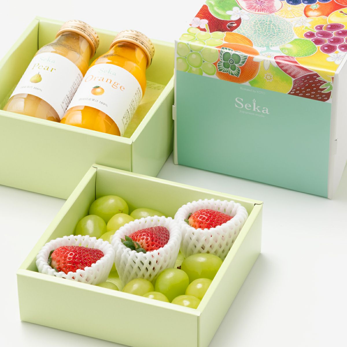 旬の国産フルーツ&国産100%ジュースのミニお重セット