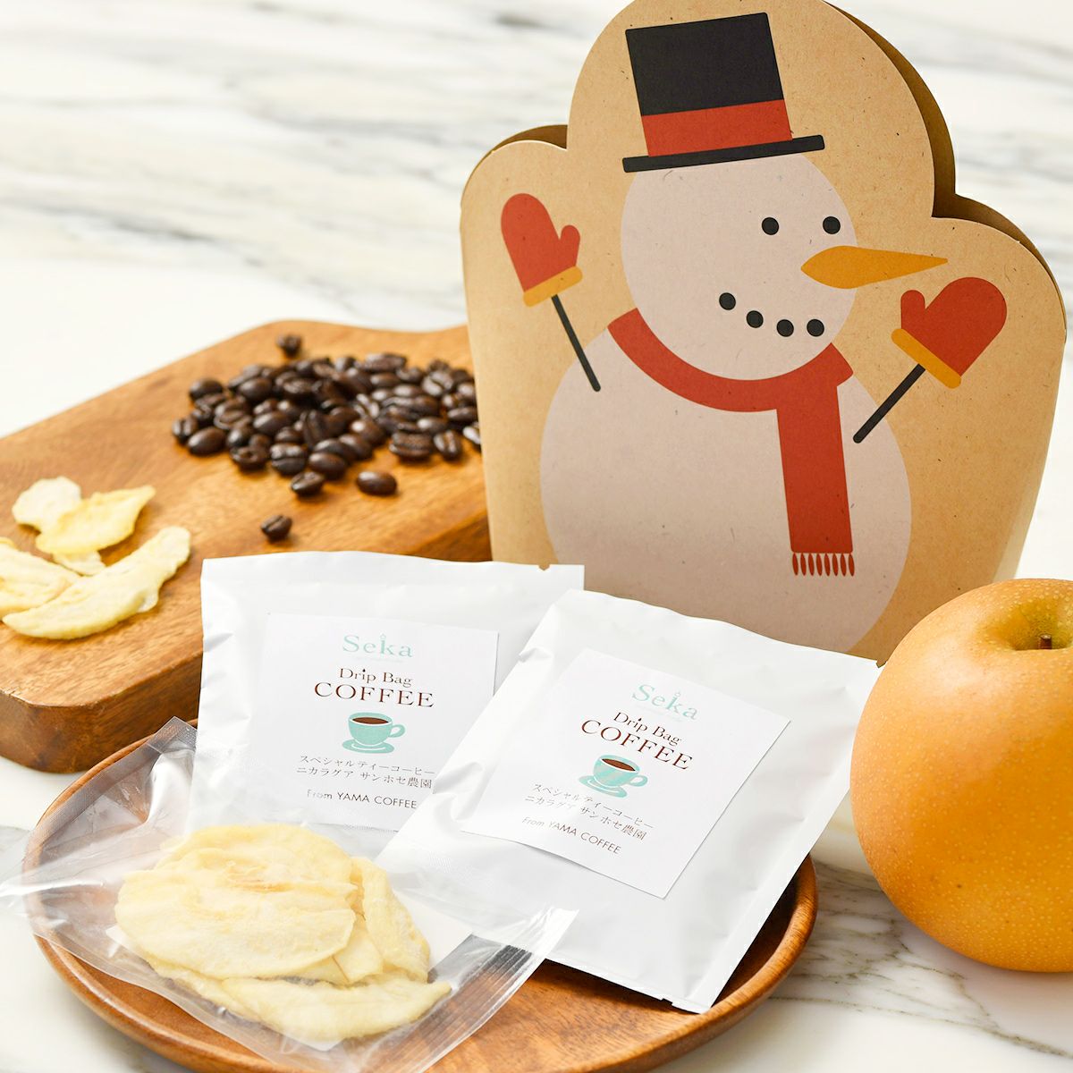 スノーマンのドリップコーヒー2点とドライフルーツのギフト（3点セット）