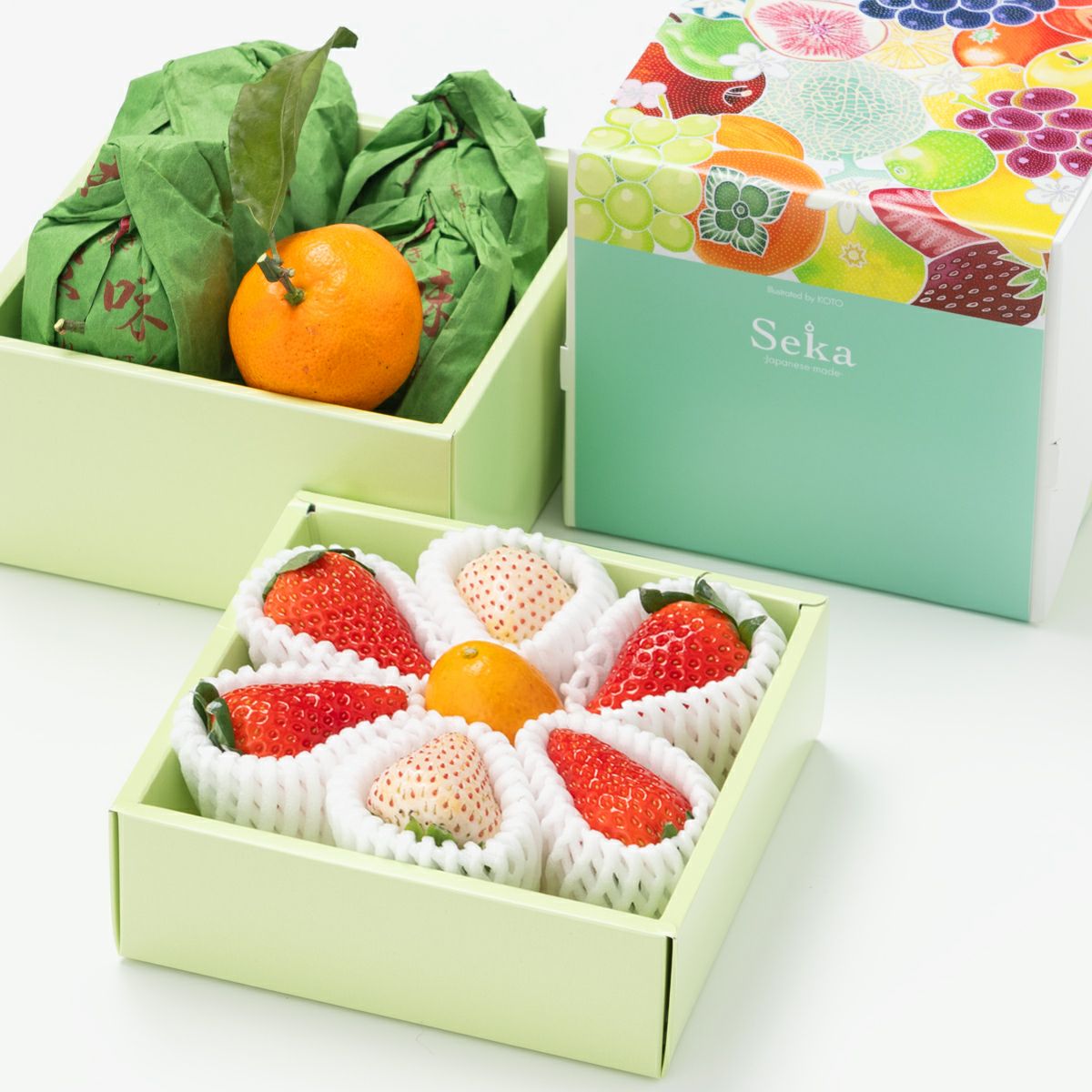 旬の国産フルーツ＆袋掛けみかんのミニお重セット